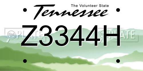 Z3344H Tennessee License Plate