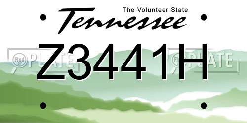 Z3441H Tennessee License Plate
