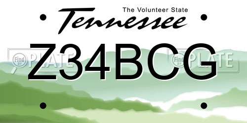 Z34BCG Tennessee License Plate