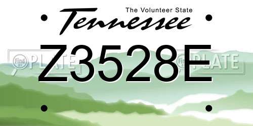 Z3528E Tennessee License Plate