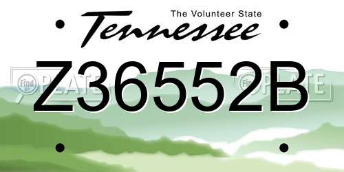 Z36552B Tennessee License Plate