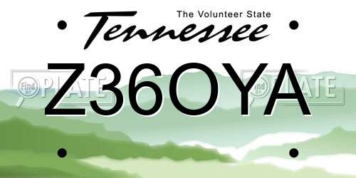 Z36OYA Tennessee License Plate