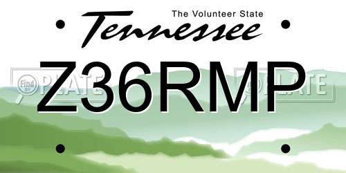 Z36RMP Tennessee License Plate