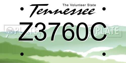 Z3760C Tennessee License Plate