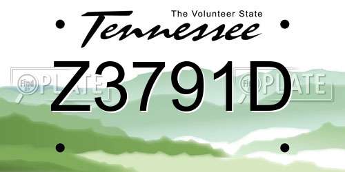 Z3791D Tennessee License Plate