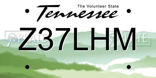 Z37LHM Tennessee License Plate