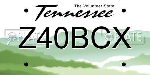 Z40BCX Tennessee License Plate