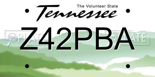 Z42PBA Tennessee License Plate