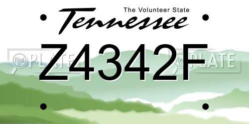 Z4342F Tennessee License Plate