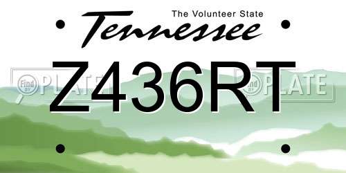Z436RT Tennessee License Plate