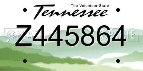 Z445864 Tennessee License Plate