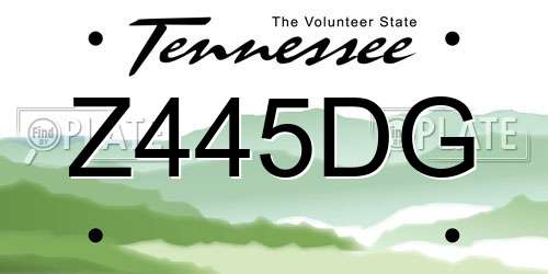 Z445DG Tennessee License Plate