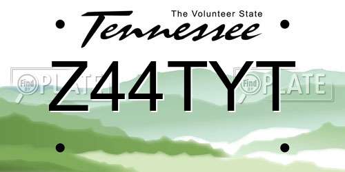Z44TYT Tennessee License Plate