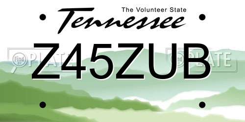 Z45ZUB Tennessee License Plate