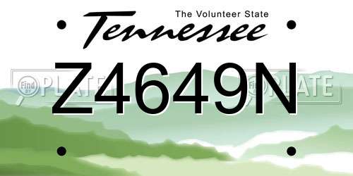 Z4649N Tennessee License Plate