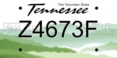 Z4673F Tennessee License Plate