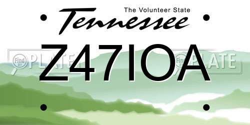 Z47IOA Tennessee License Plate