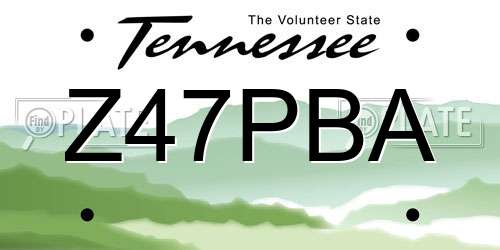 Z47PBA Tennessee License Plate
