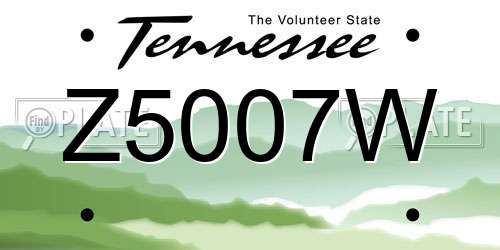 Z5007W Tennessee License Plate