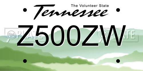 Z500ZW Tennessee License Plate