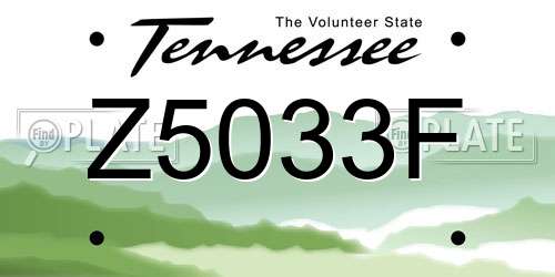 Z5033F Tennessee License Plate