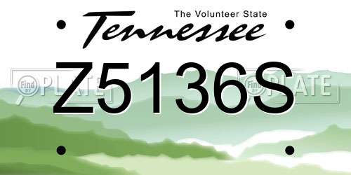 Z5136S Tennessee License Plate