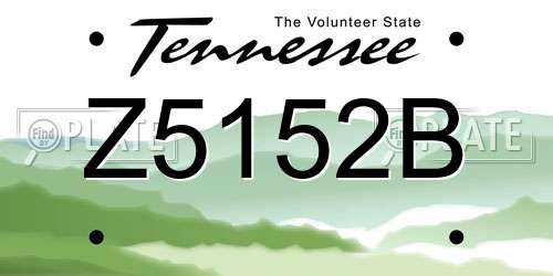 Z5152B Tennessee License Plate