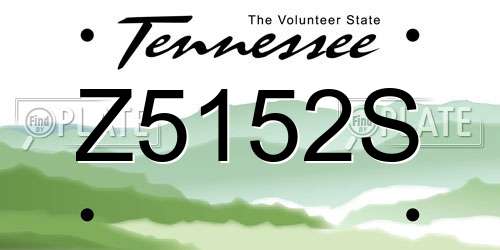 Z5152S Tennessee License Plate