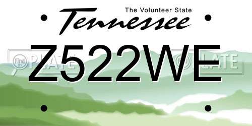 Z522WE Tennessee License Plate