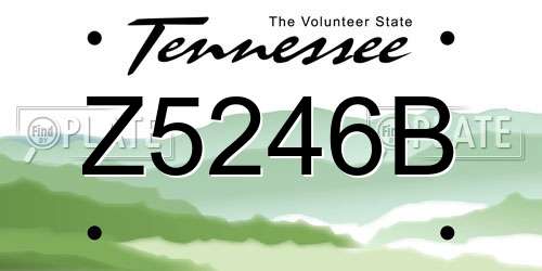 Z5246B Tennessee License Plate