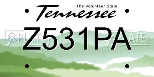 Z531PA Tennessee License Plate
