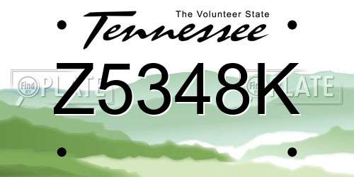 Z5348K Tennessee License Plate