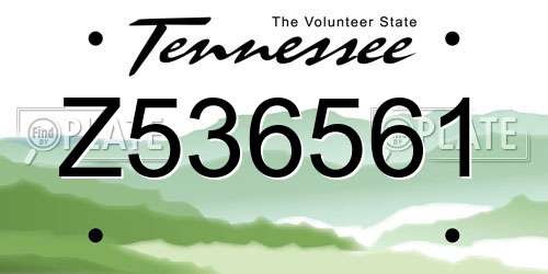 Z536561 Tennessee License Plate