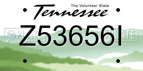 Z53656I Tennessee License Plate