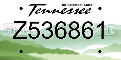 Z536861 Tennessee License Plate