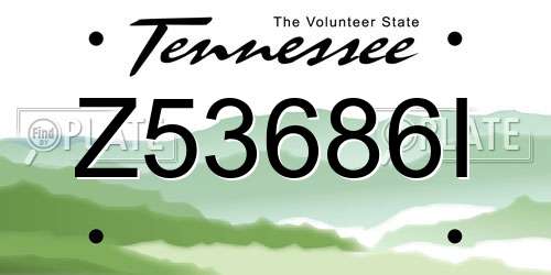 Z53686I Tennessee License Plate