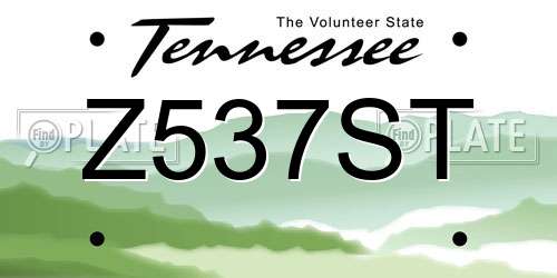 Z537ST Tennessee License Plate