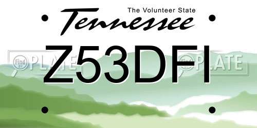 Z53DFI Tennessee License Plate