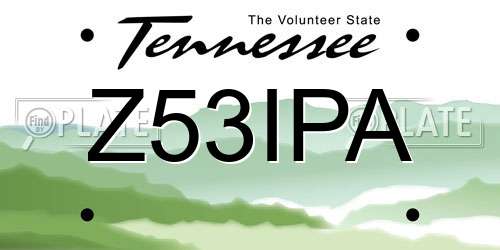 Z53IPA Tennessee License Plate