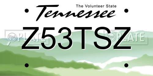 Z53TSZ Tennessee License Plate