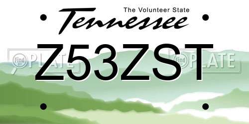 Z53ZST Tennessee License Plate