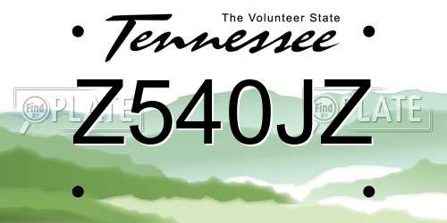Z540JZ Tennessee License Plate