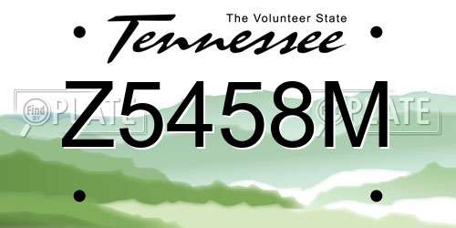Z5458M Tennessee License Plate