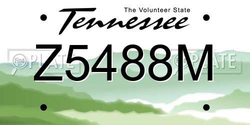 Z5488M Tennessee License Plate