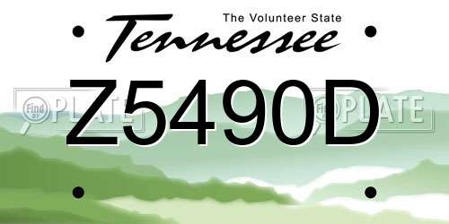 Z5490D Tennessee License Plate