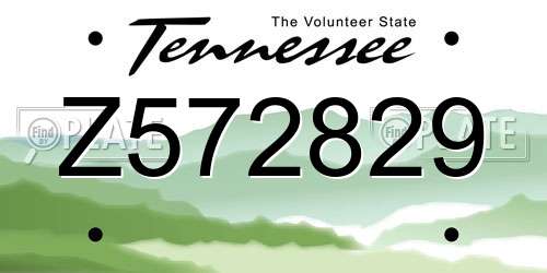 Z572829 Tennessee License Plate