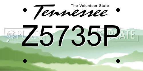 Z5735P Tennessee License Plate