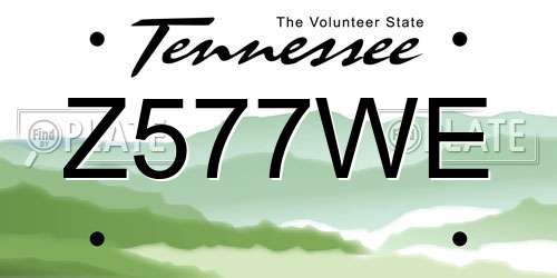 Z577WE Tennessee License Plate