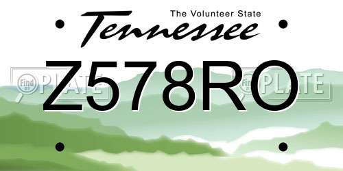 Z578RO Tennessee License Plate