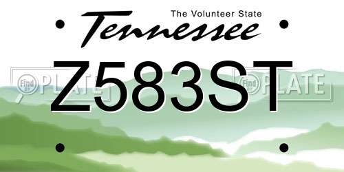Z583ST Tennessee License Plate